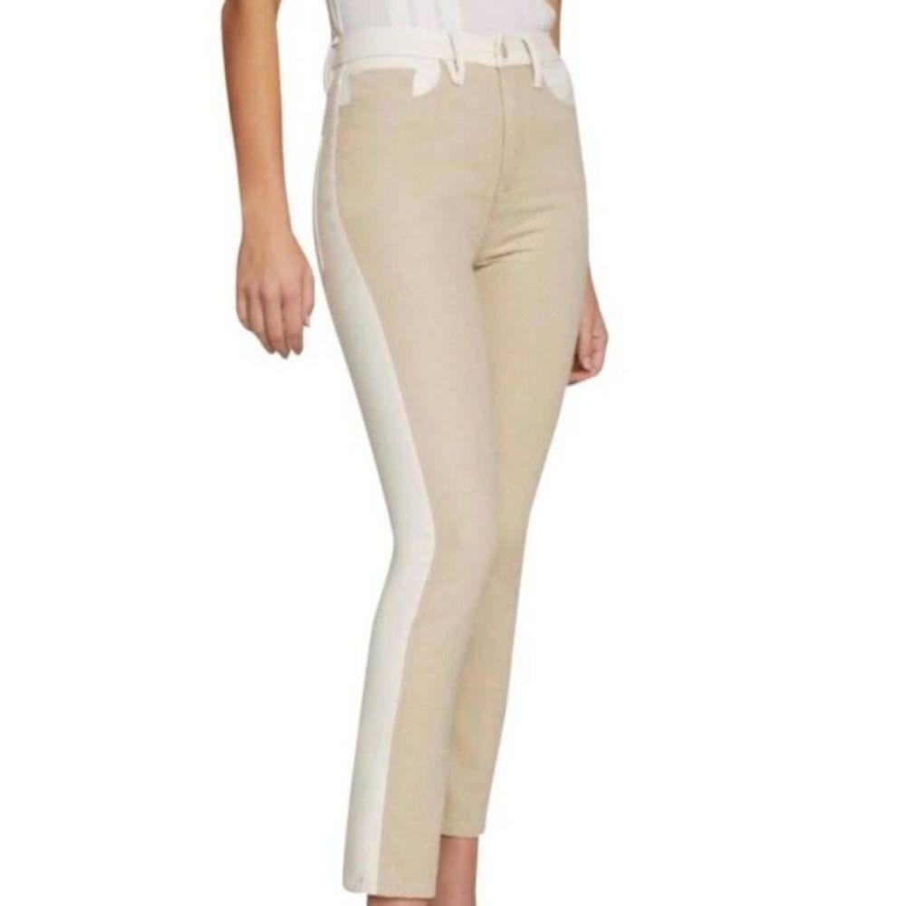 Good American Good Classic Two Tone Color Block Faux Leather Back Jeans sz 8/29